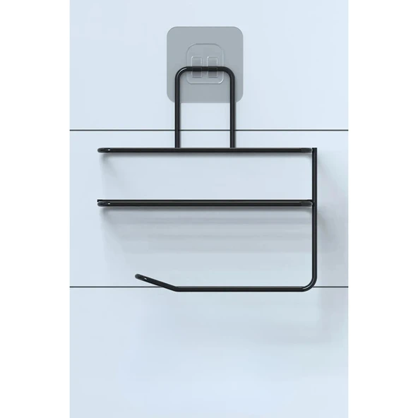 Buffer® Kendiliğinden Yapışkanlı Tuvalet Kağıdı Tutacağı Ve Yedek Raf - Siyah Modern Metal Tasarım - 8