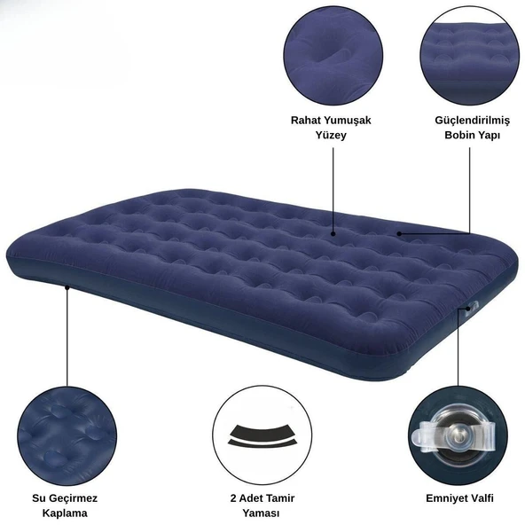 Madfox Tritech Luftbett Çift Kişilik Şişme Yatak 191*137 cm - Resim 3