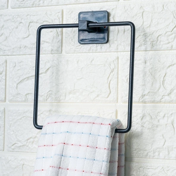 Buffer® Kendiliğinden Yapışkanlı Siyah Paslanmaz Metal Kare Havluluk