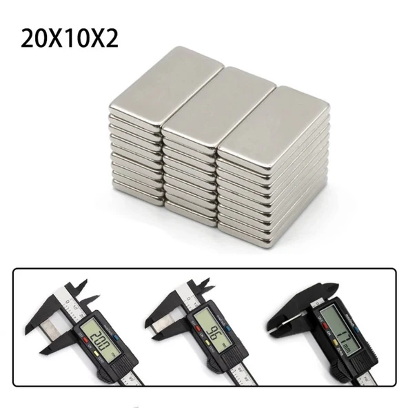 10 Adet 20x10x2 Mm Neodyum Mıknatıs Köşeli Magnet N35 Nikel Kaplama Güçlü Kaliteli Dayanıklı - Resim 6
