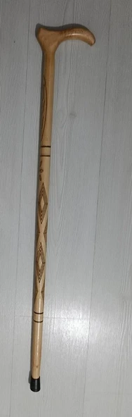 Ahşap Baston, Asa, Desenli, 90cm - Resim 2