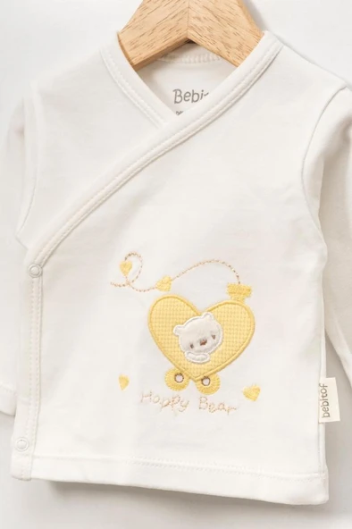 Bebitof %100 Pamuk Sevimli Trendeki Ayıcık Desenli 10 Parça Kutulu Yenidoğan Hastane Çıkışı Zıbın Seti Sarı BBTF.SR.10125 - 2