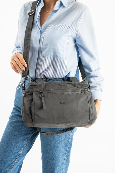 Kadın Omuz Çantası Çapraz Askılı Postacı Bayan Çantası 25*33 Cm İçi Astarlı Hafif Poliamid Kumaş - Resim 7