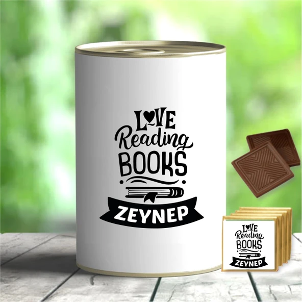 Kişiye Özel Love Reading Tasarımlı Hediyelik Çikolata Konservesi - MK06