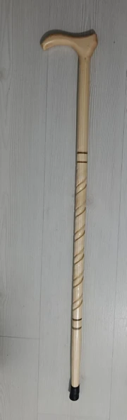 Ahşap Baston, Asa, Kıvrımlı Desenli, 90cm - Resim 2