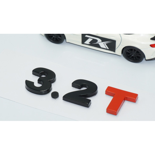 DK Tuning 3.2T Bagaj Siyah Kırmızı Yazı Logo Volkswagen İle Uyumlu - 3