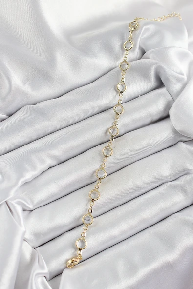 Pirinç Gold Renk Zirkon Taşlı Kadın Bileklik - TJ-BB7045 - 2