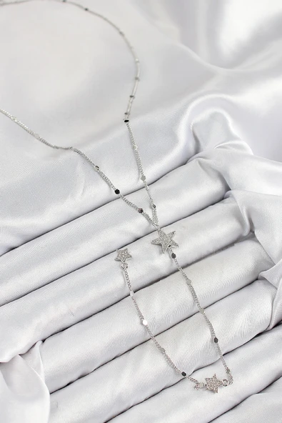 Pirinç Zirkon Taşlı Yıldız Model Gold Renk Y Kolye - TJ-BKO10455 - 2