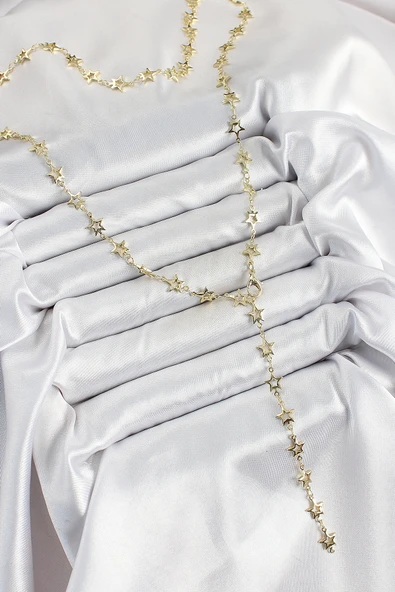 Pirinç Gold Renk Yıldızlı Kadın Y Kolye - TJ-BKO10301 ürün görseli