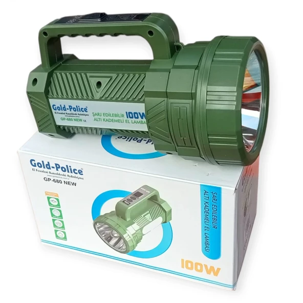Gold Police Gp-680 Şarjlı El Feneri Projektör 100 Watt - Resim 4