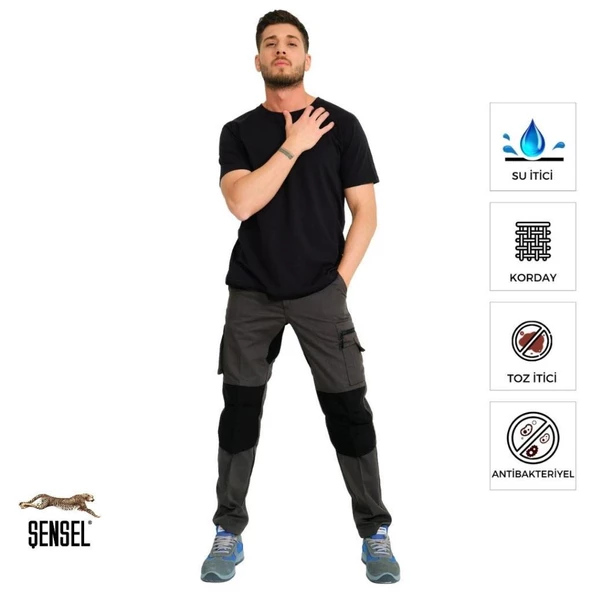 Şensel, Teknik İş Pantolonu, Gri-Siyah -54E6182- İş Elbisesi-Kıyafeti - 5
