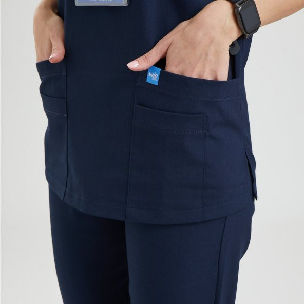 BASIC Kadın Likralı Üniforma Takımı- Lacivert - Resim 2