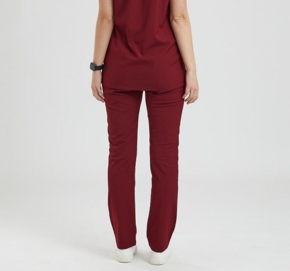 BASIC Kadın Likralı Üniforma Takımı- Bordo - Resim 4