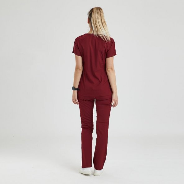 FREESIA Kadın Likralı Üniforma Takımı - Bordo - 3