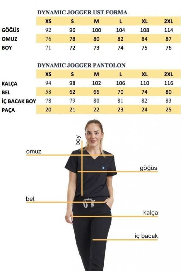 JOGGER Kadın Likralı Üniforma Takımı - Siyah - Resim 4