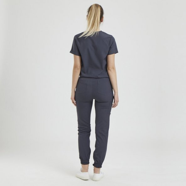 JOGGER Kadın Likralı Üniforma Takımı - Koyu Gri - Resim 2