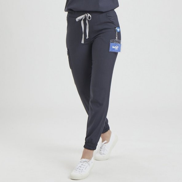 JOGGER Kadın Likralı Üniforma Takımı - Koyu Gri - Resim 3