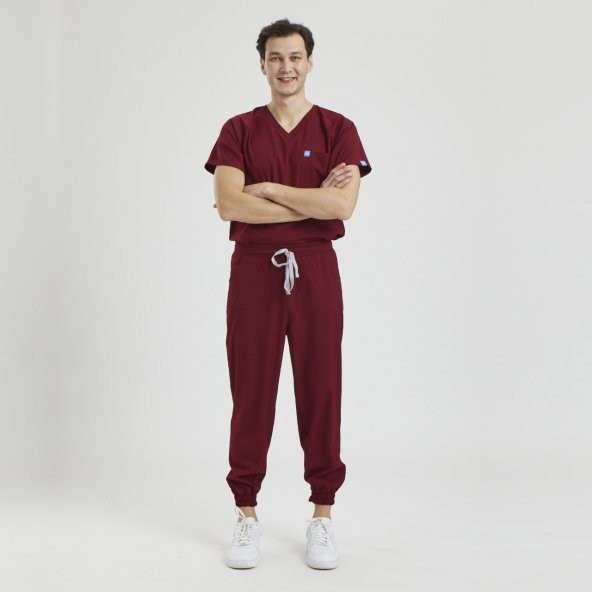 JOGGER Erkek Likralı Üniforma Takımı- Bordo