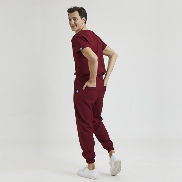 JOGGER Erkek Likralı Üniforma Takımı- Bordo - 3
