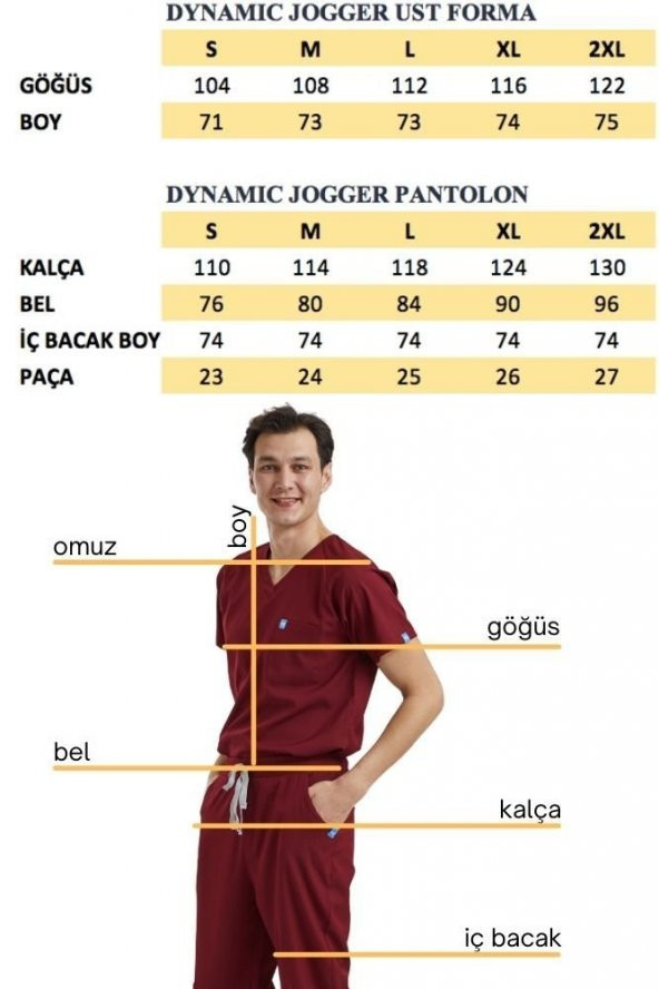 JOGGER Erkek Likralı Üniforma Takımı- Bordo - 4