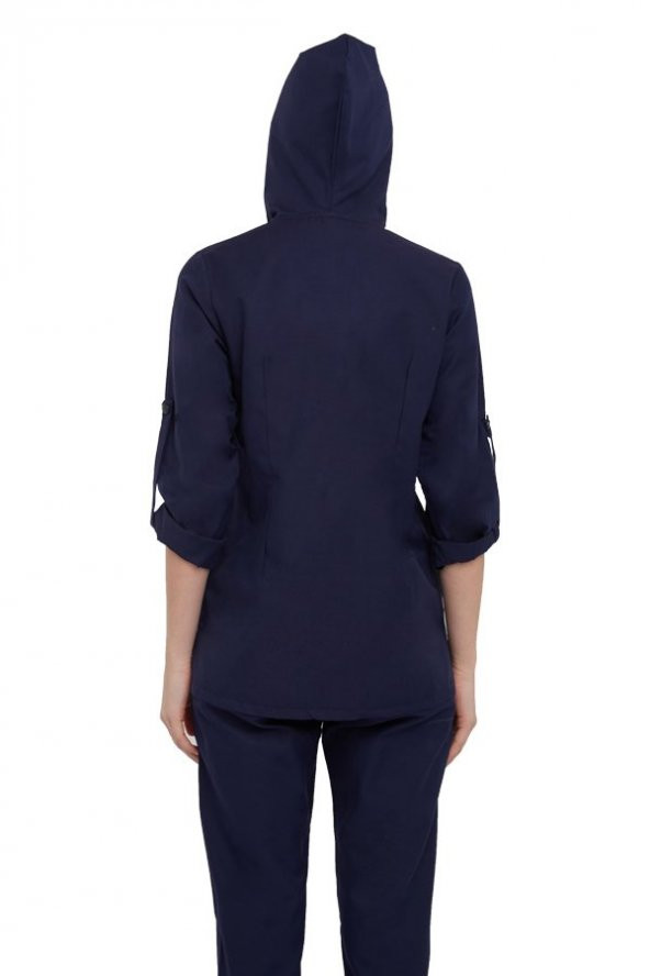 LACİVERT KAPÜŞONLU MEDİKAL TESETTÜR FORMA - 3