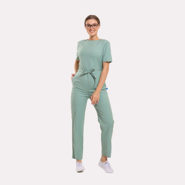 ASTER Kadın Likralı Üniforma Tulum - Mint Yeşili