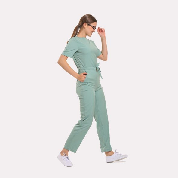 ASTER Kadın Likralı Üniforma Tulum - Mint Yeşili - Resim 2