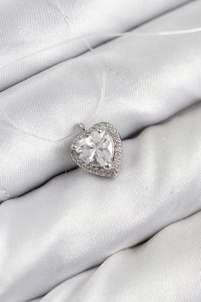 Misineli Kalp Model Gümüş Renk Hayalet Kolye - TJ-BKO10503 ürün görseli