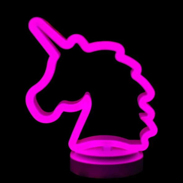 Neon Işıklı Unicorn Masa Gece Lambası Pil Usb ürün görseli