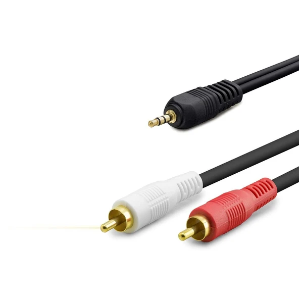 3.5 Mm To 2Rca Kablo 2Lıne Gold 1.5M Siyah HDX1058 ürün görseli