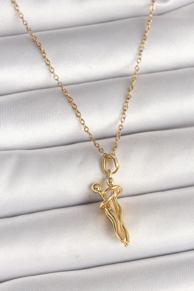 316L Çelik Gold Renk Zincir Sarılma Model Kadın Kolye - TJ-BKO9976 ürün görseli