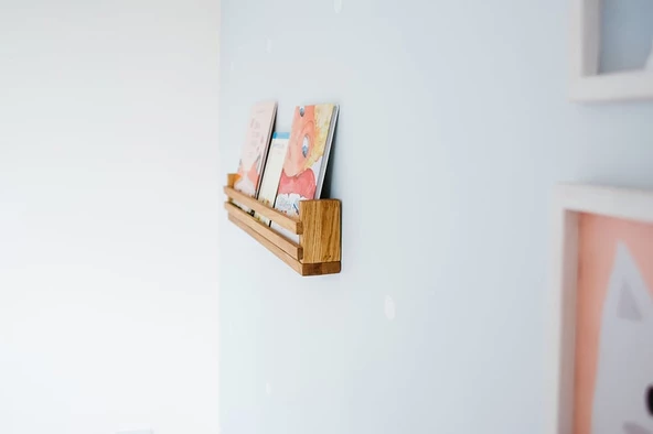 Montessori Kitaplık Ahşap Duvar Rafı Ahşap Kitaplık Dergilik Çocuk ve Bebek Odası Kitaplık - 3