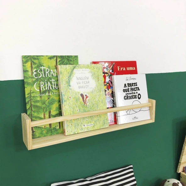 Montessori Kitaplık Ahşap Duvar Rafı Bebek Çocuk Odası Kitaplık