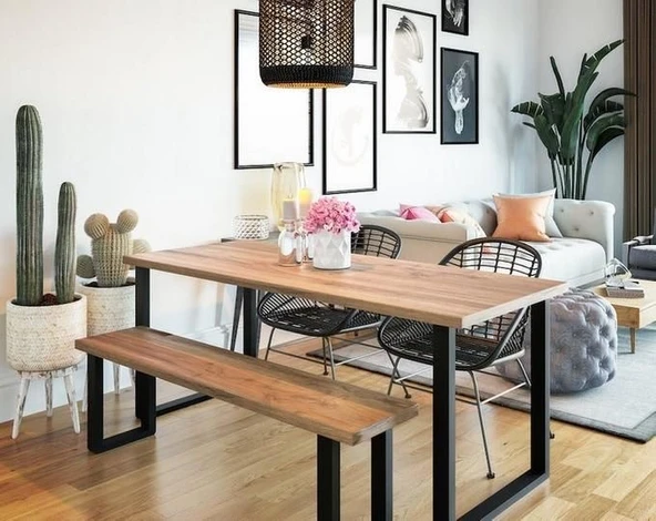 Yemek Masası Ahşap Masa Mutfak Masası Masif Doğal Masa - 3