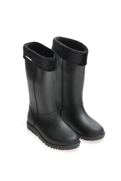Kadın Kışlık PVC İçi Sıcak Astarlı Su Geçirmez Çizme Siyah ürün görseli