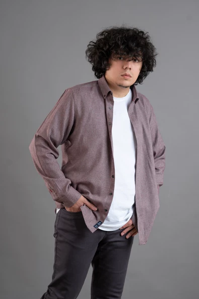 DORSS SLİMFİT DÜZ RENK ERKEK KIŞLIK ODUNCU ERKEK GÖMLEK - Resim 3