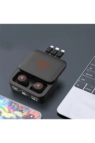 Şarj Göstergeli Powerbank Özellikli 5.3 Bluetooth Kablosuz Kulakiçi Kulaklık Siyah - 6