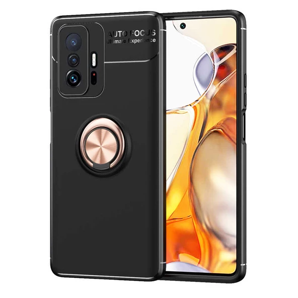 Gpack Xiaomi Mi 11T Pro 5G Kılıf Ravel Silikon Yüzüklü Mıknatıslı Kamera KorumalıNano Glass