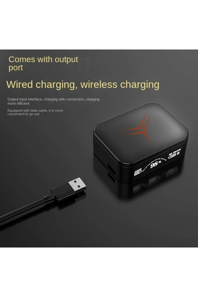 Şarj Göstergeli Powerbank Özellikli 5.3 Bluetooth Kablosuz Kulakiçi Kulaklık Siyah - 2