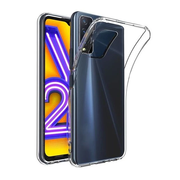 Gpack Vivo Y20 Kılıf Süper Silikon Korumalı Şeffaf  Nano Glass