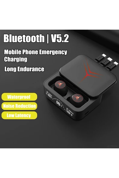 Şarj Göstergeli Powerbank Özellikli 5.3 Bluetooth Kablosuz Kulakiçi Kulaklık Siyah - 5