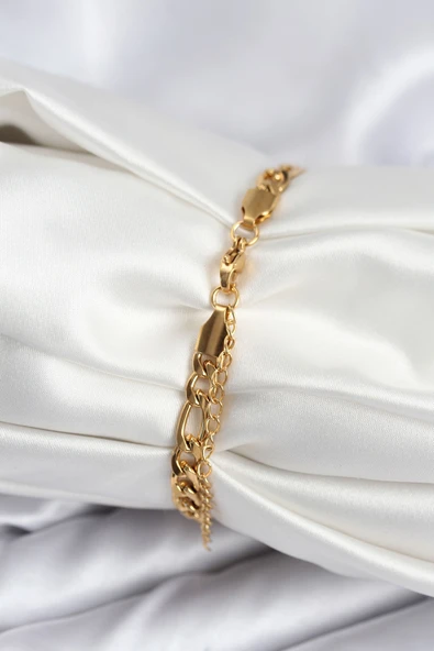 316L Çelik Gold Renk Oval Yazı Yazmaya Uygun Kadın Bileklik - TJ-BB7917 - Resim 2