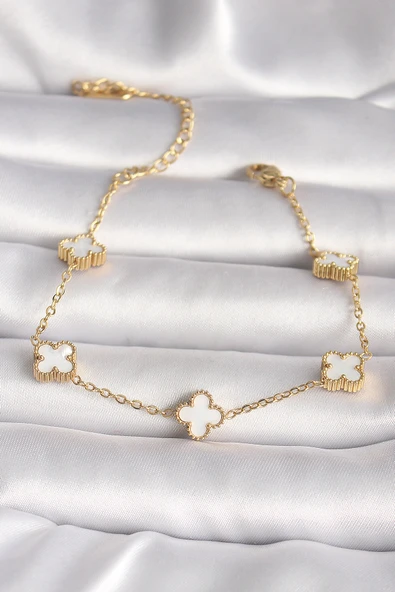 316L Çelik Gold Renk Baby Boy Yonca Model Kadın Bileklik - TJ-BB6640 ürün görseli