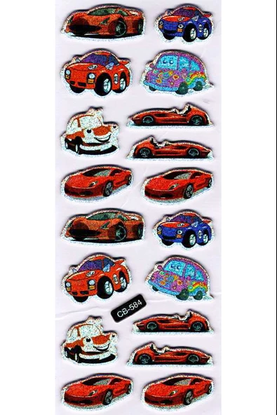 Sticker Kabartmalı Sticker Defter Planlayıcı Etiket (cb584) 16x7 cm- Kırmızı Araba - Resim 2