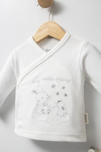 Bebitof %100 Pamuk Sevimli Tavşanlar Desenli 10 Parça Kutulu Yenidoğan Hastane Çıkışı Zıbın Seti BBTF.EKR.10127 - 4