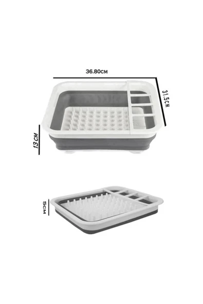 Katlanabilir Gri-Beyaz Bulaşıklık, Drenaj Delikli, Kaşıklıklı, Geniş Kapasiteli, Kamp ve Mutfak Kullanımı İçin Uygun - 6