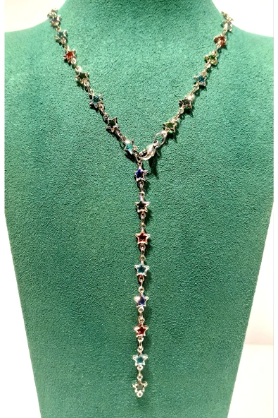 Monalisa Home  Lüks Figürlü Gösterişli Renkli Taşlı Y Kolye ürün görseli 1