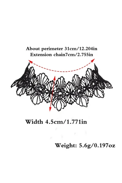 Monalisa Home Kadınlar İçin Phenovo Siyah Dantelli Gerdanlık Kolye - Resim 5