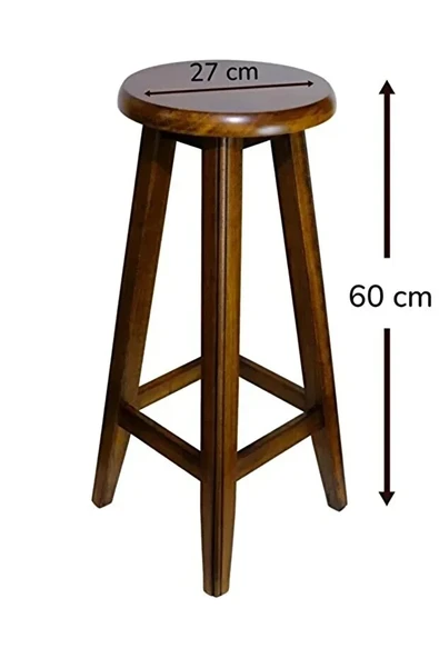 FASHC El Yapımı Doğal Ahşap Yuvarlak Tabure 60 cm - 2