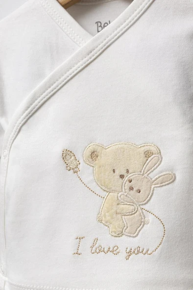 Bebitof %100 Pamuk Sarılan Ayıcık Desenli 10 Parça Kutulu Yenidoğan Hastane Çıkışı Zıbın Seti BBTF.BJ.10099 - 2